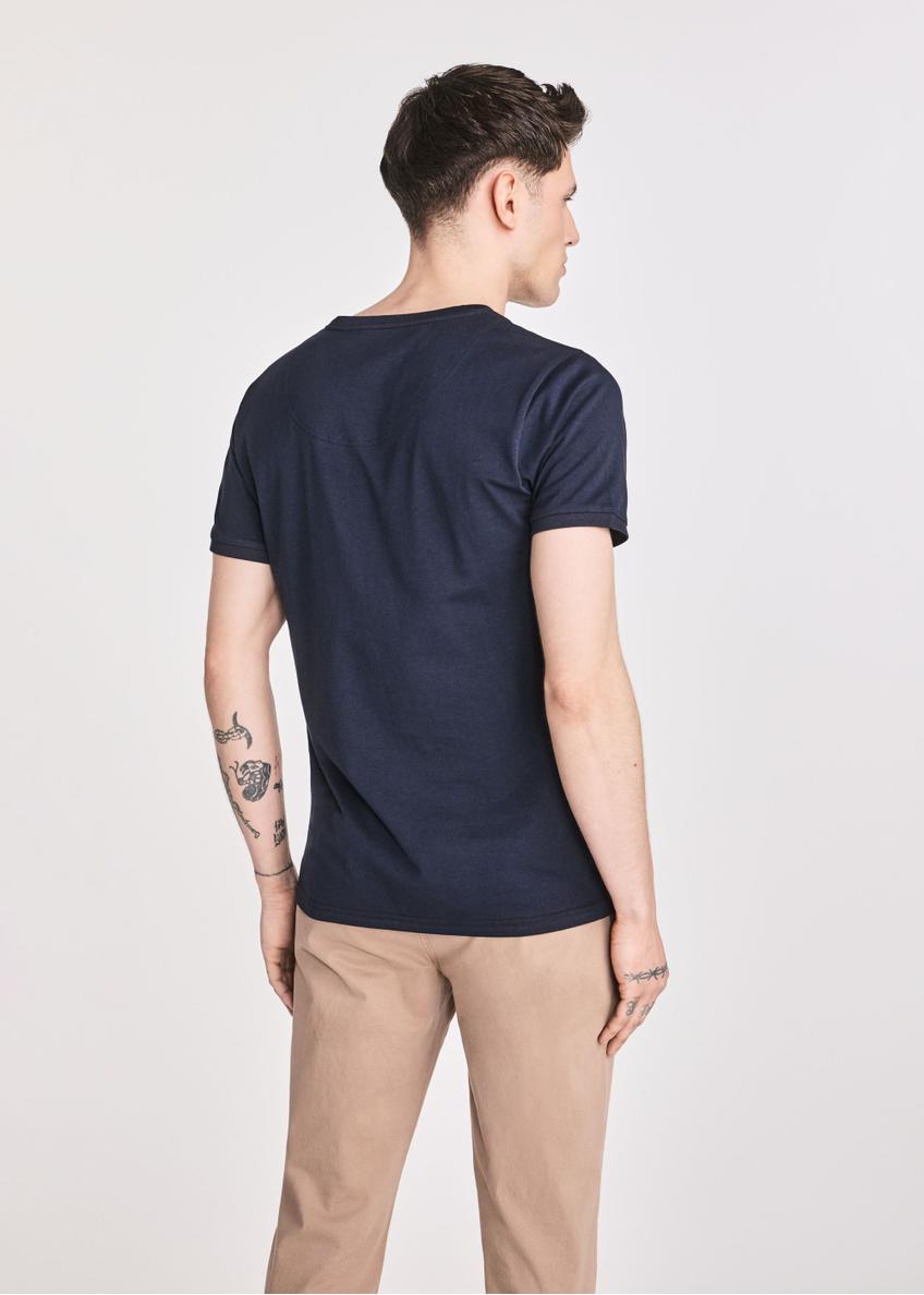 Navy blue basic T-shirt for men with logo TSHMT-0088-69(W25)