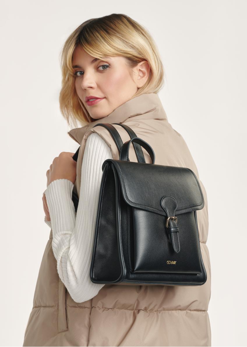 Black medium elegant women's backpack TOREC-0985A-99(Z25)