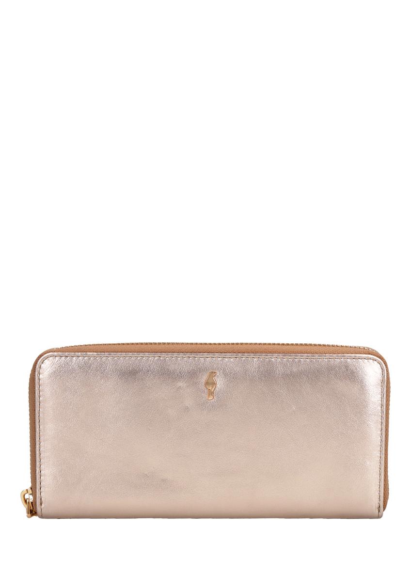 Large gold-colored leather women's wallet PORES-1028-2X(Z26), front product view on white background.