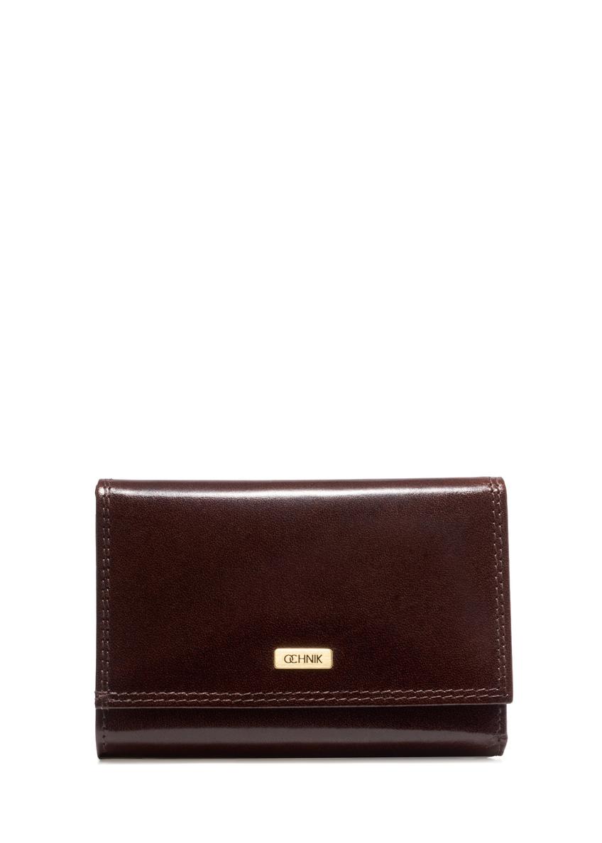 Brown leather women's wallet PL-189-1H(KS), front product view on white background.