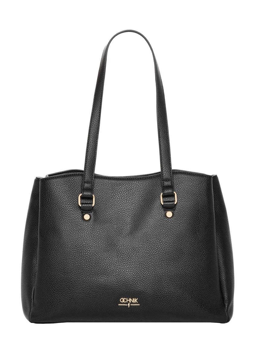 Black women's shopper bag TOREC-1260-9I(Z26), front product view on white background.