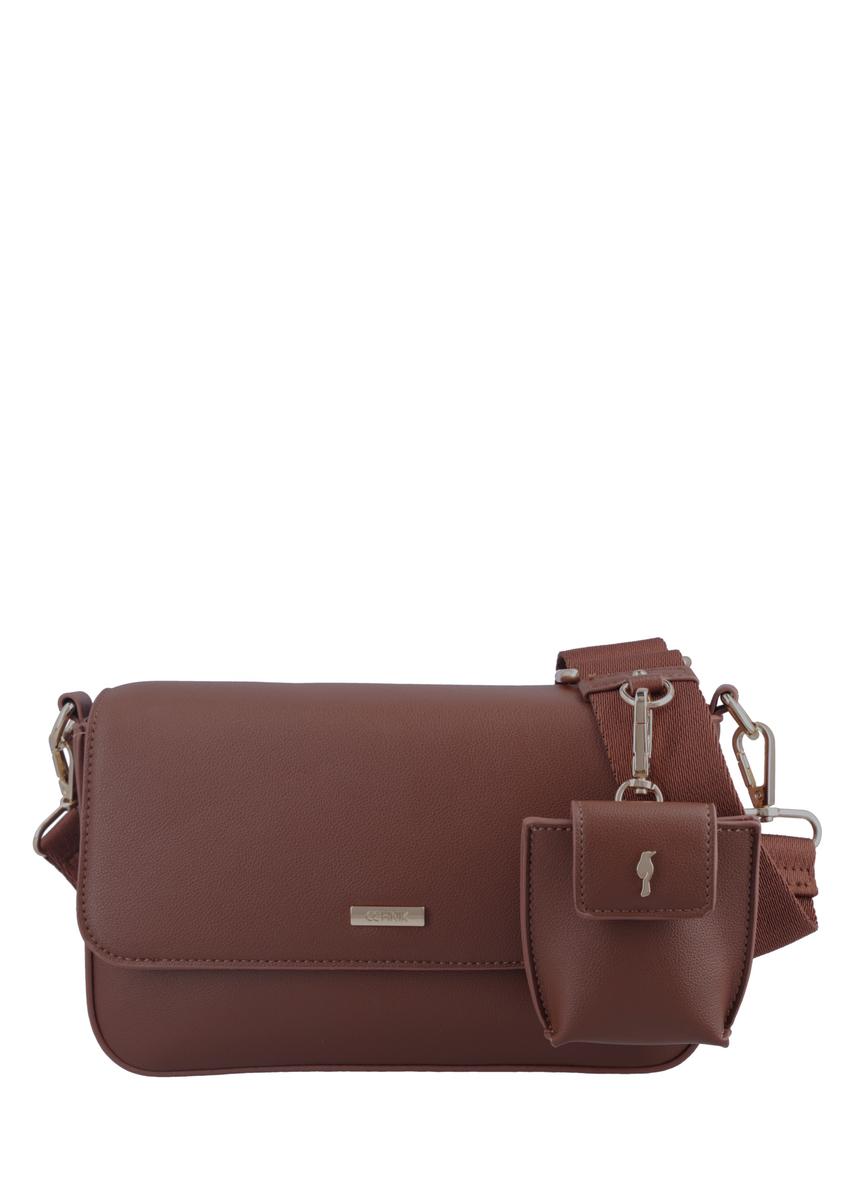 Light brown women's shoulder bag TOREC-1255-1G(Z26), front product view on white background.