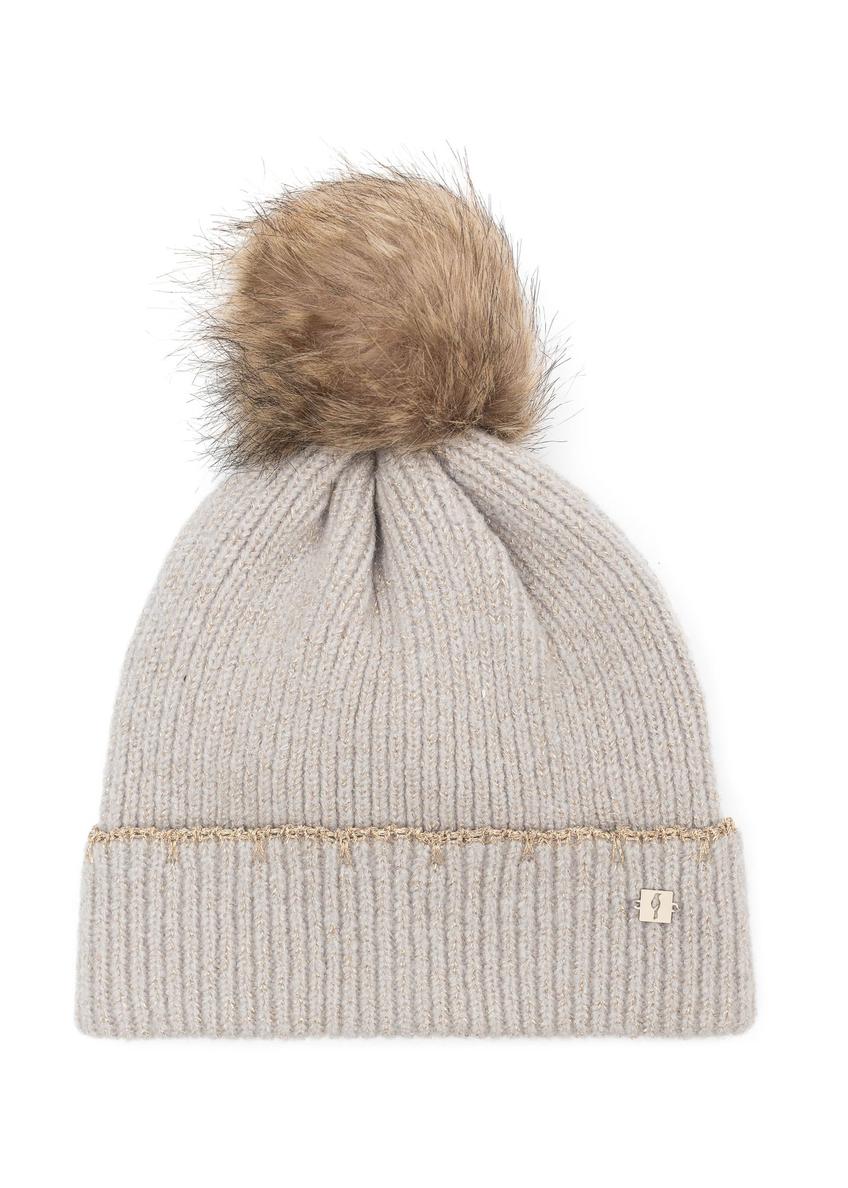 Light gray women's winter hat CZADT-0200-91(Z24)