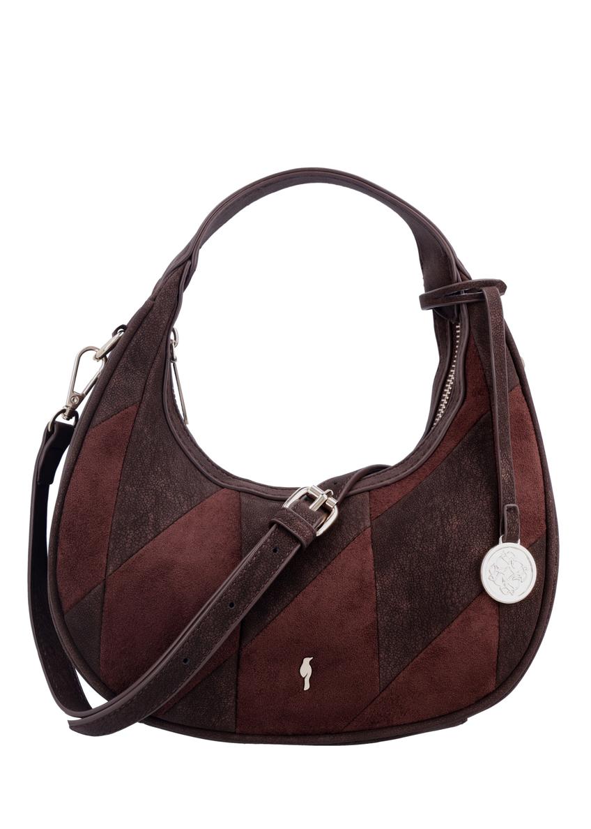 Brown small shoulder bag TOREC-1319-1H(Z26), front product view on white background.