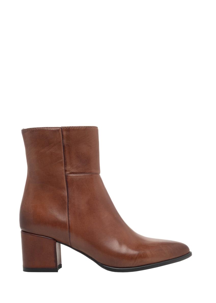 Women's leather ankle boots in cognac color BUTYD-1186-1F(Z26)