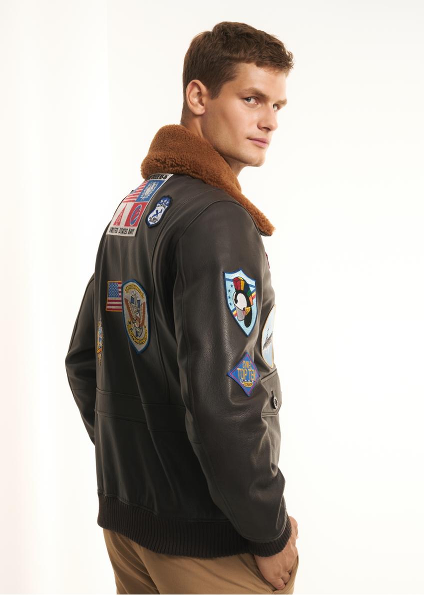 Men's leather jacket from TOP GUN collection KURMS-0218-0993(Z22)-01