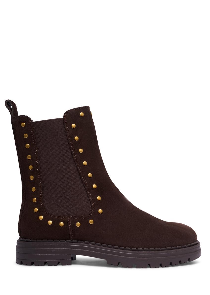 Dark brown suede women's Chelsea boots BUTYD-1277-1I(Z26), side view of the product on a white background.