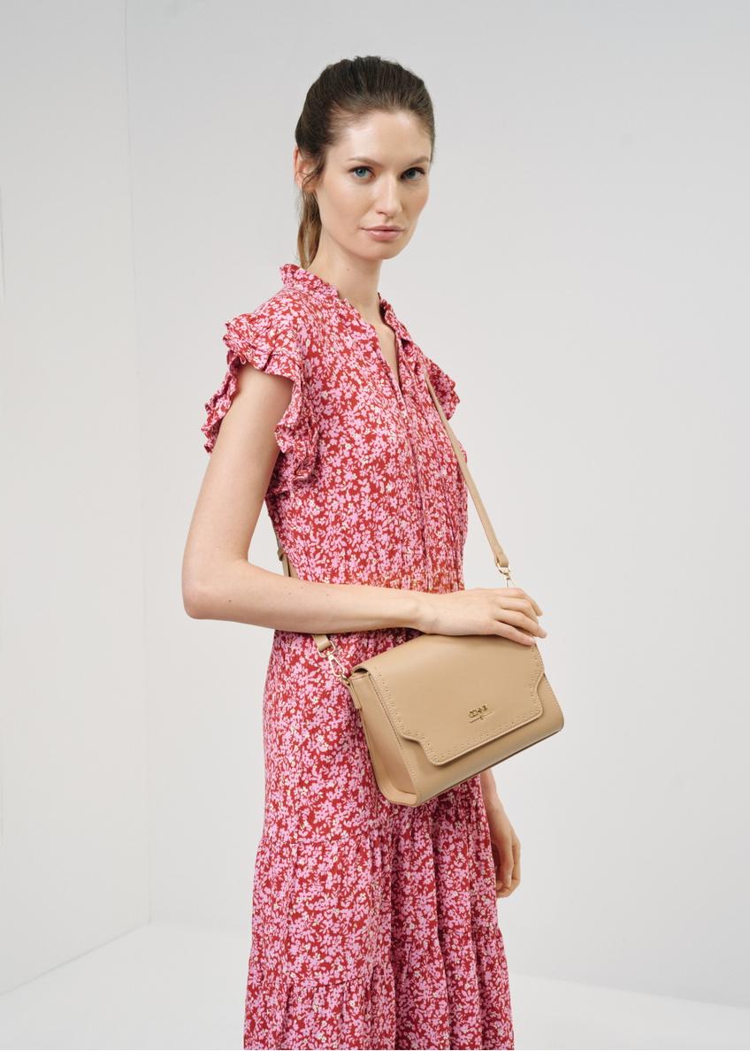 Beige imitation leather women's postbag TOREC-0899-80(W24)