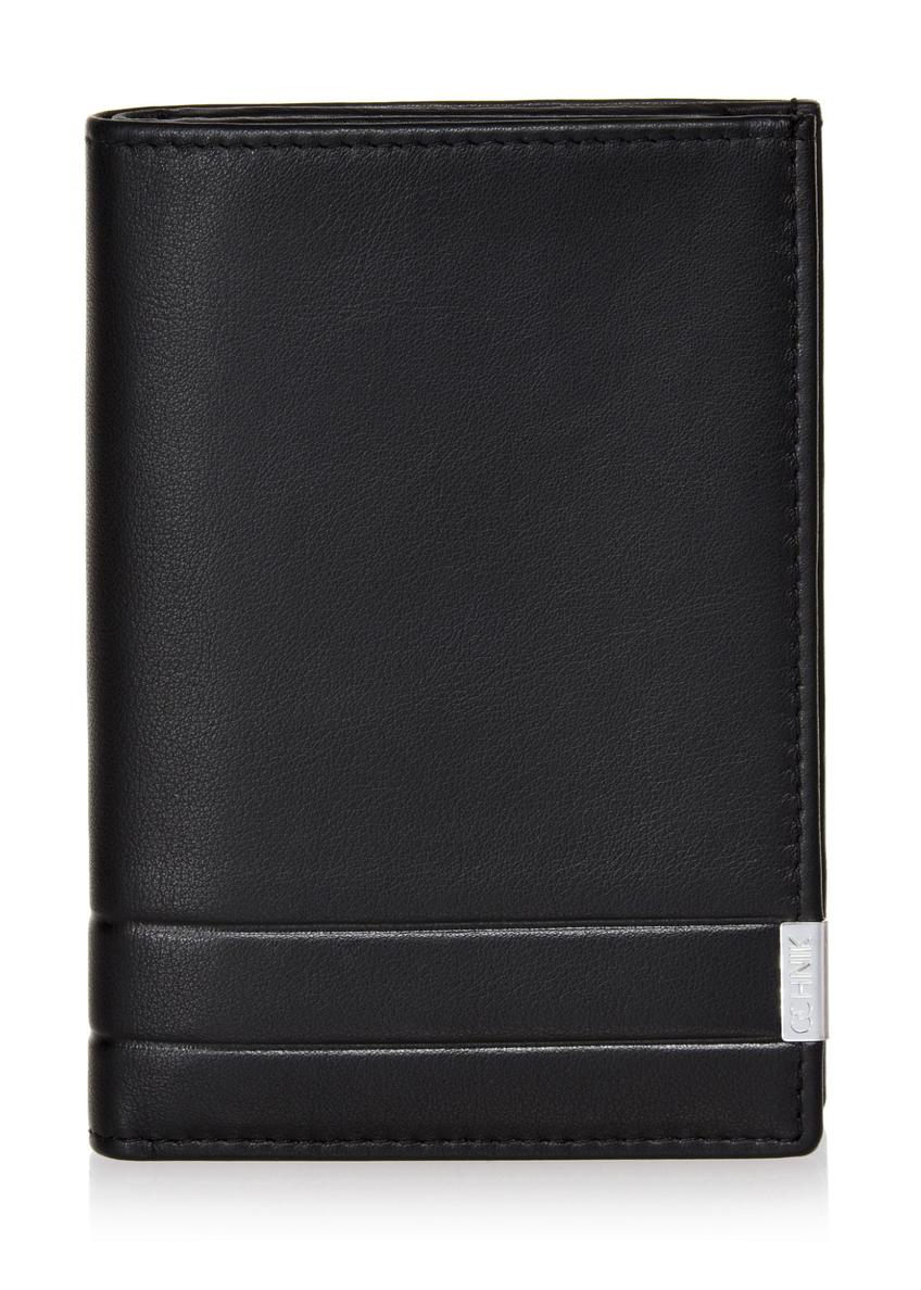 Black men's leather wallet PORMS-0145B-99(Z25), front product view on white background.