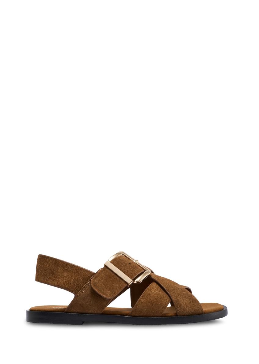 Women's suede sandals in cognac color BUTYD-1238-1F(W26)