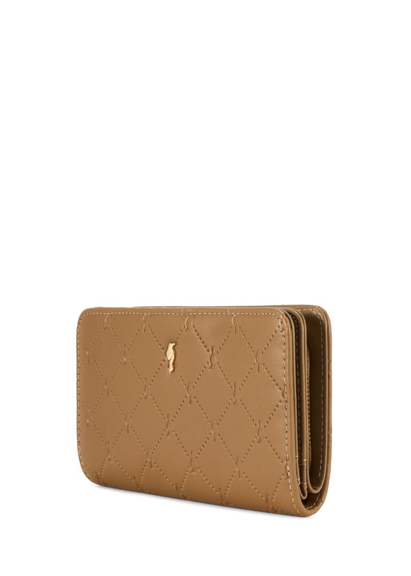 Beige women's wallet with monogram POREC-0348A-81(Z25)