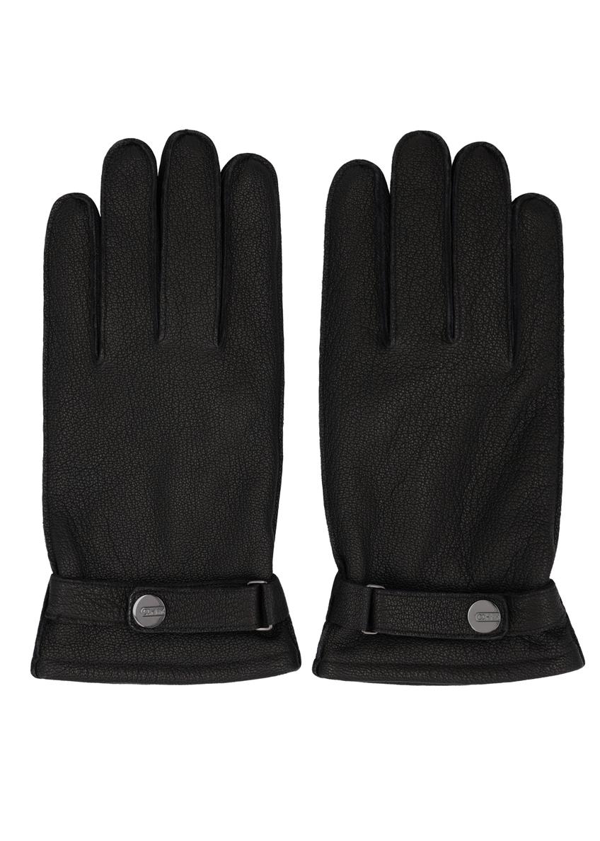 Men's leather gloves with wool lining REKMS-0092-9I(Z26)