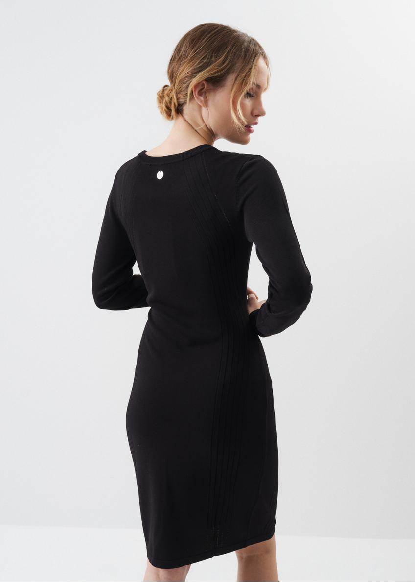 Fitted black midi dress SUKDT-0175-99(Z23)