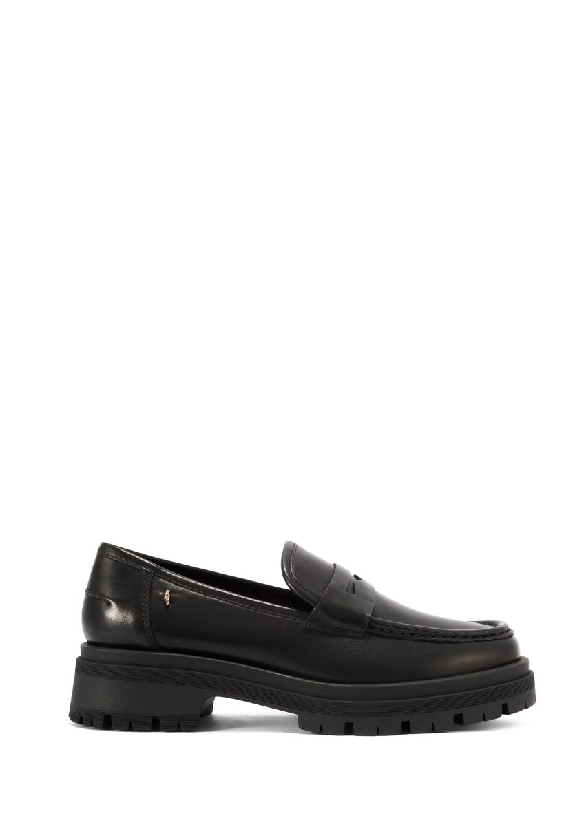 Women's black leather loafers BUTYD-1069-99(W26)