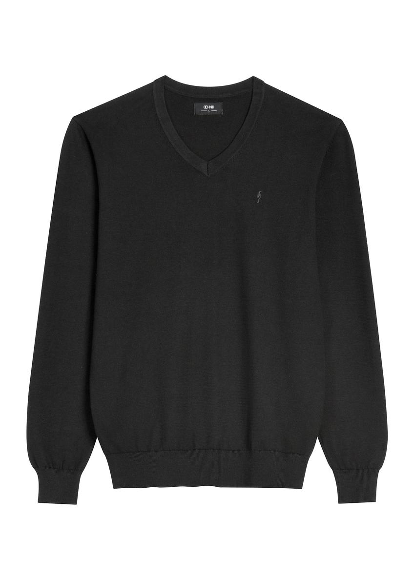 Black men's sweater with logo SWEMT-0159A-99(Z26)