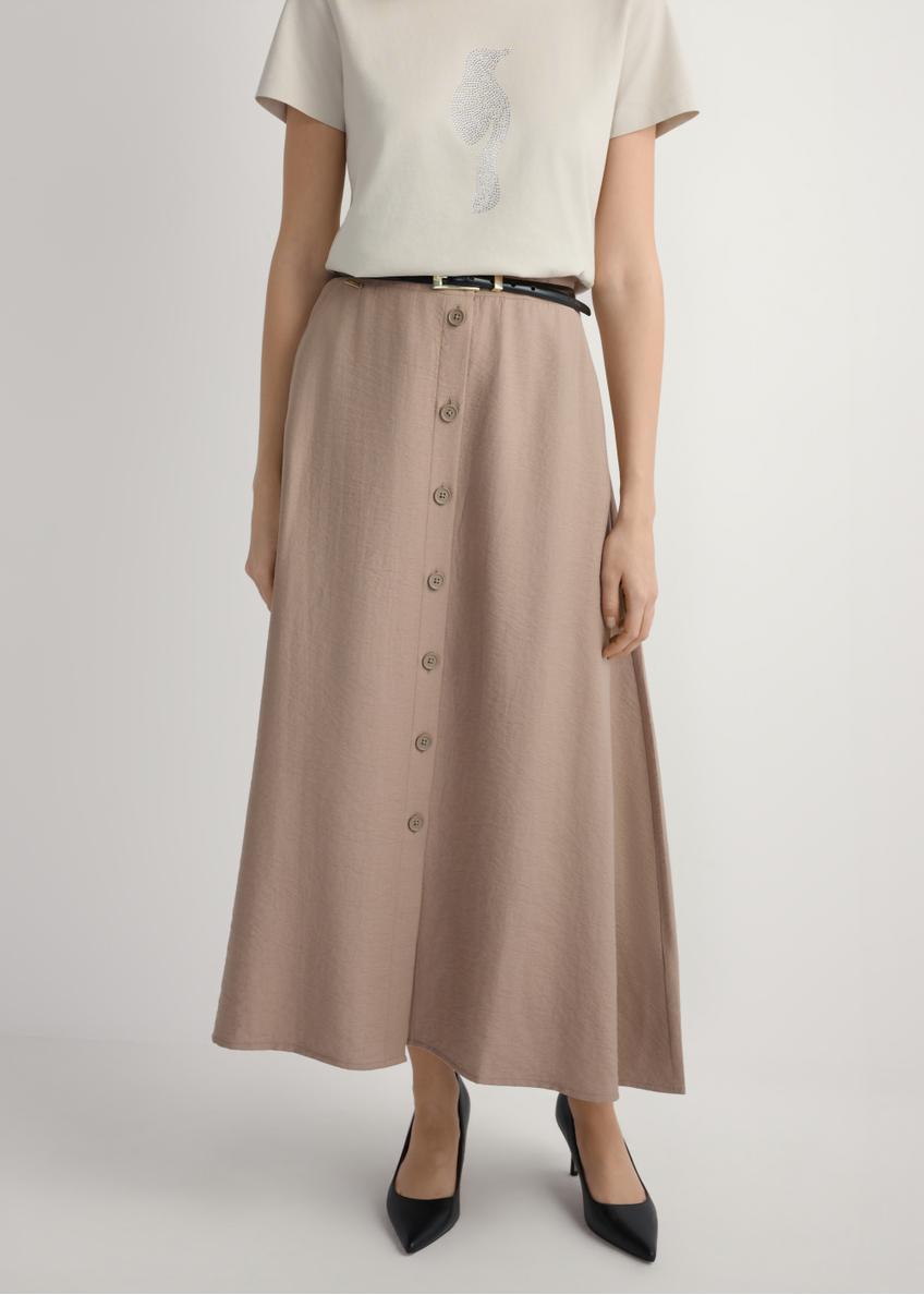 Beige viscose midi skirt SPCDT-0121-1D(W26)