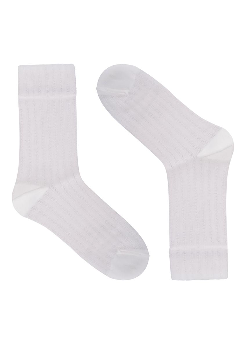 White thin women's socks SKADT-0080-0B(Z26), product view from the front on a white background.