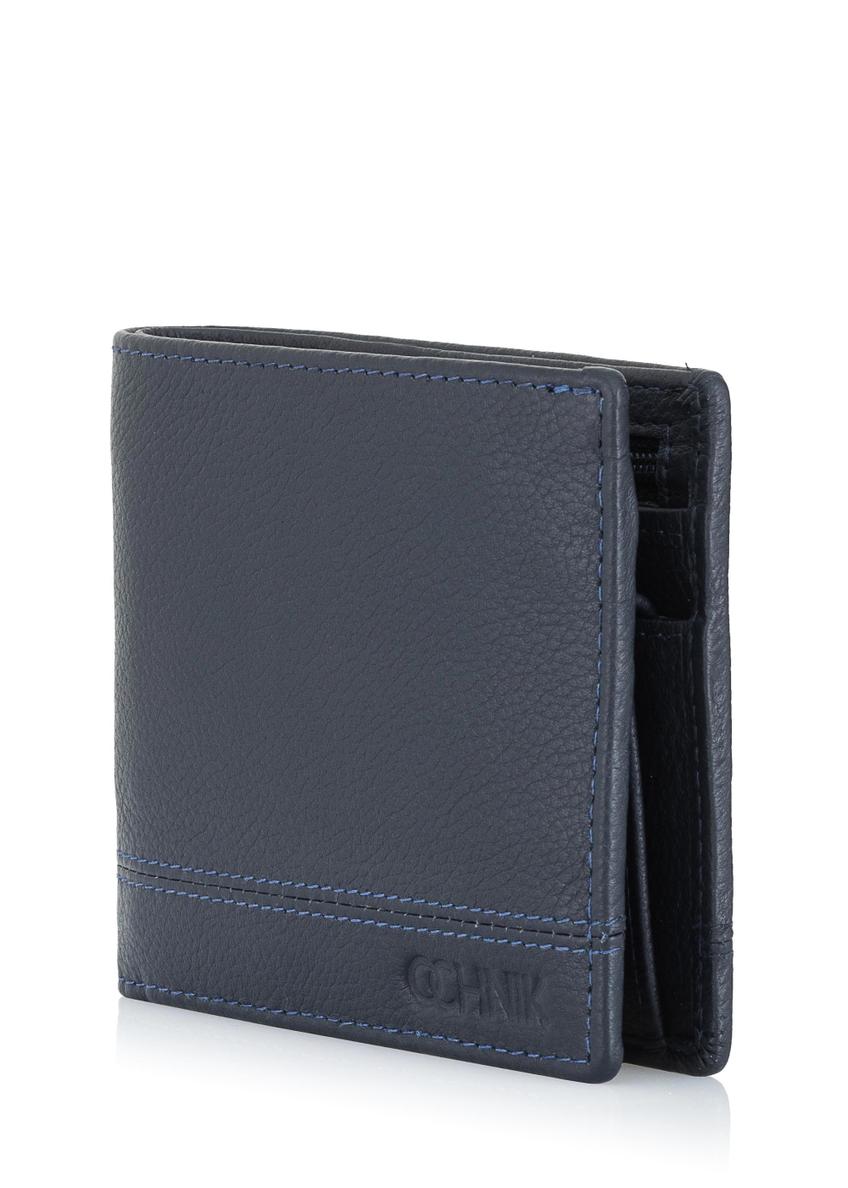 Men's navy blue leather wallet PORMS-0009-69(W24)