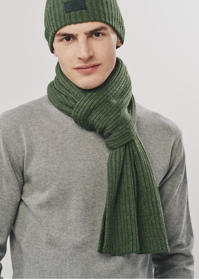 Green men's scarf SZAMT-0016-54(Z23)-01