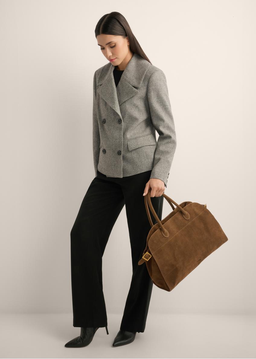 Cognac leather women's shopper bag TORES-1412-1F(Z26)