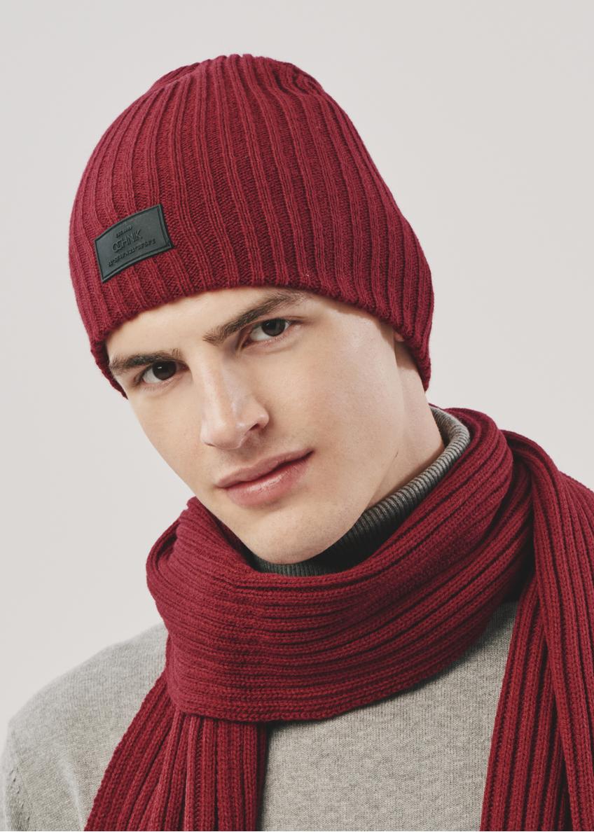 Men's maroon winter cap CZAMT-0011-49(Z23)-01