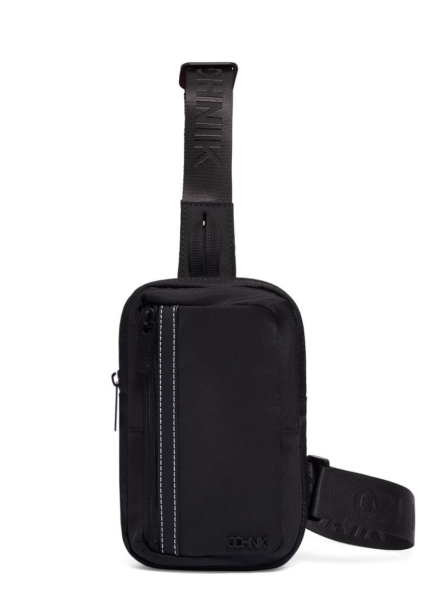 Men's black waist bag TORMN-0426-99(Z26) - product view from above, on a white background.
