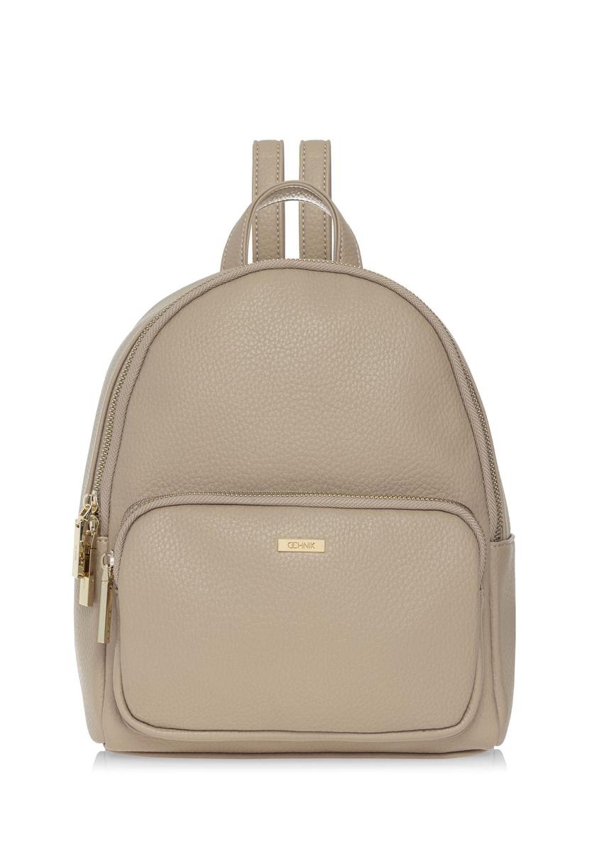 Beige women's backpack made of imitation leather TOREC-1014-81(W25)-10