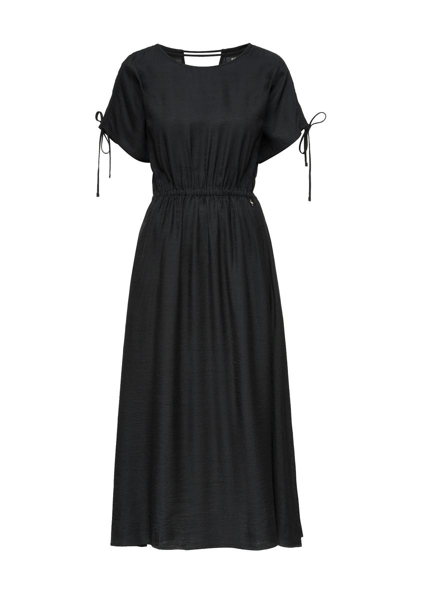 Black long dress with short sleeves SUKDT-0225-99(W26)