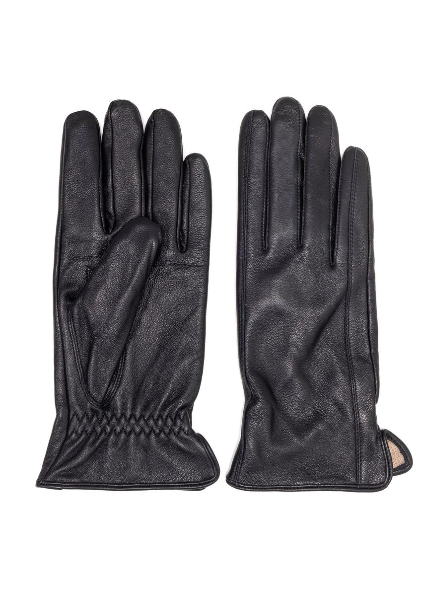 Men's black leather gloves REKMS-0087-99(Z25)