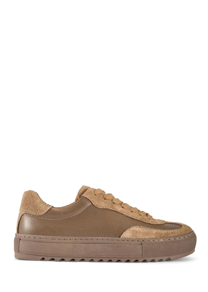 Women's leather sneakers in cool beige color BUTYD-1260-1K(W26), side view of the product on a white background.