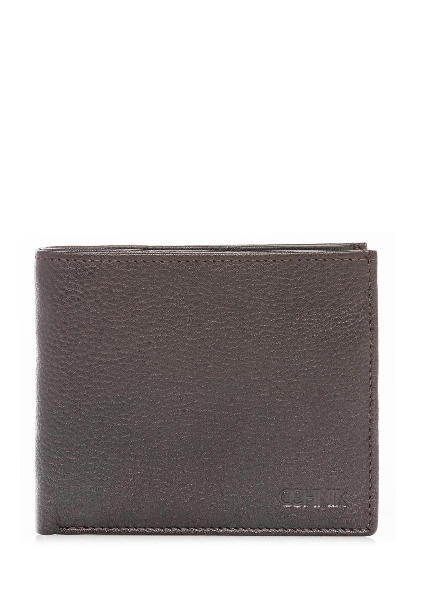 Men's dark brown leather wallet PORMS-0685-1I(W26), front product view on white background.