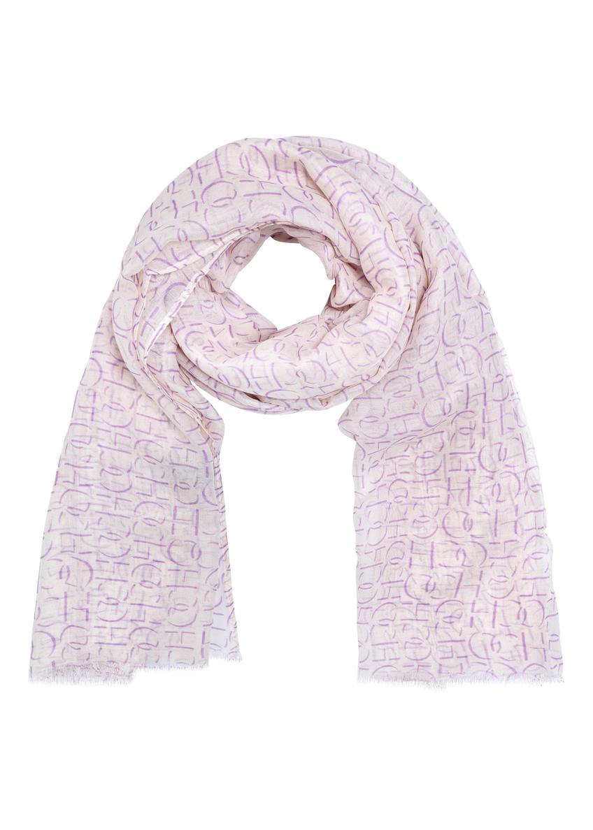 Beige women's scarf with monogram SZADT-0156-81(W23)