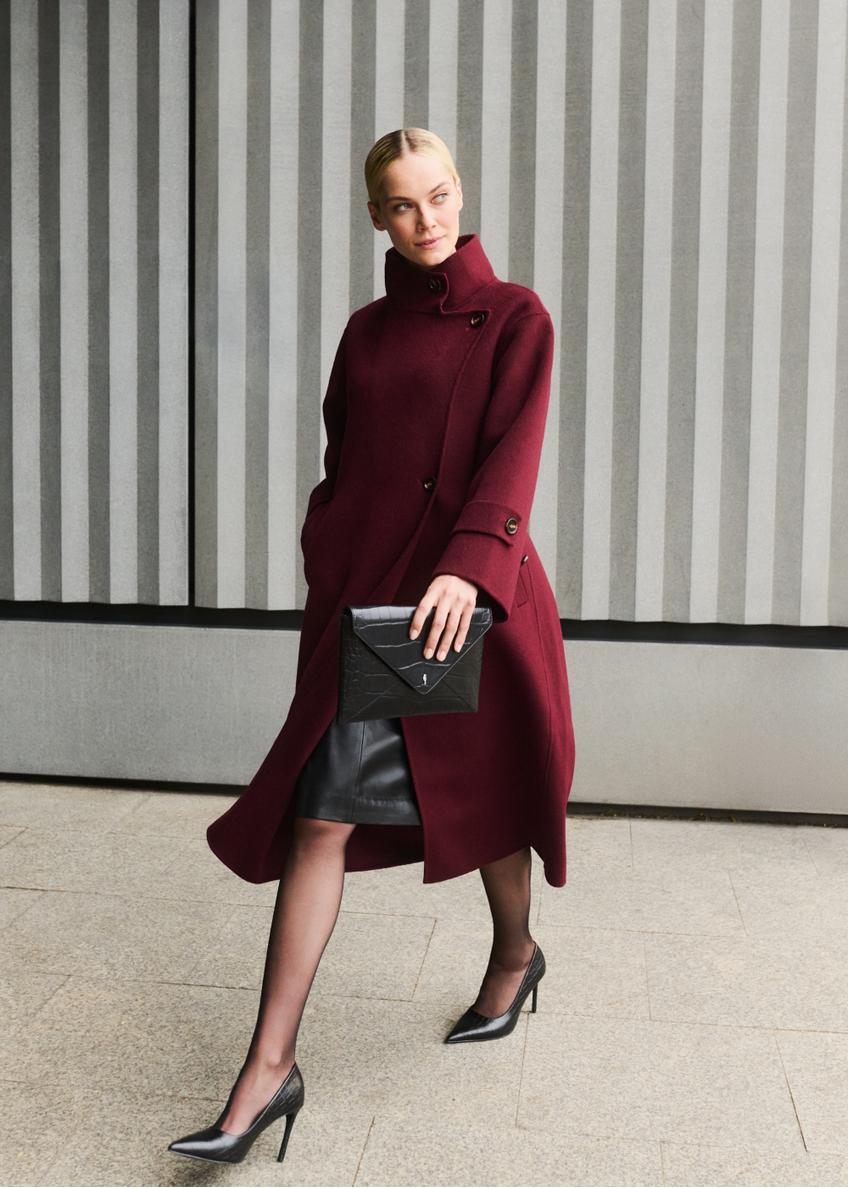 Burgundy women's coat PLADT-0068-49(Z25)