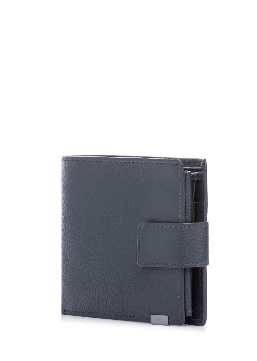 Men's leather wallet in navy blue PORMS-0694-7E(W26)