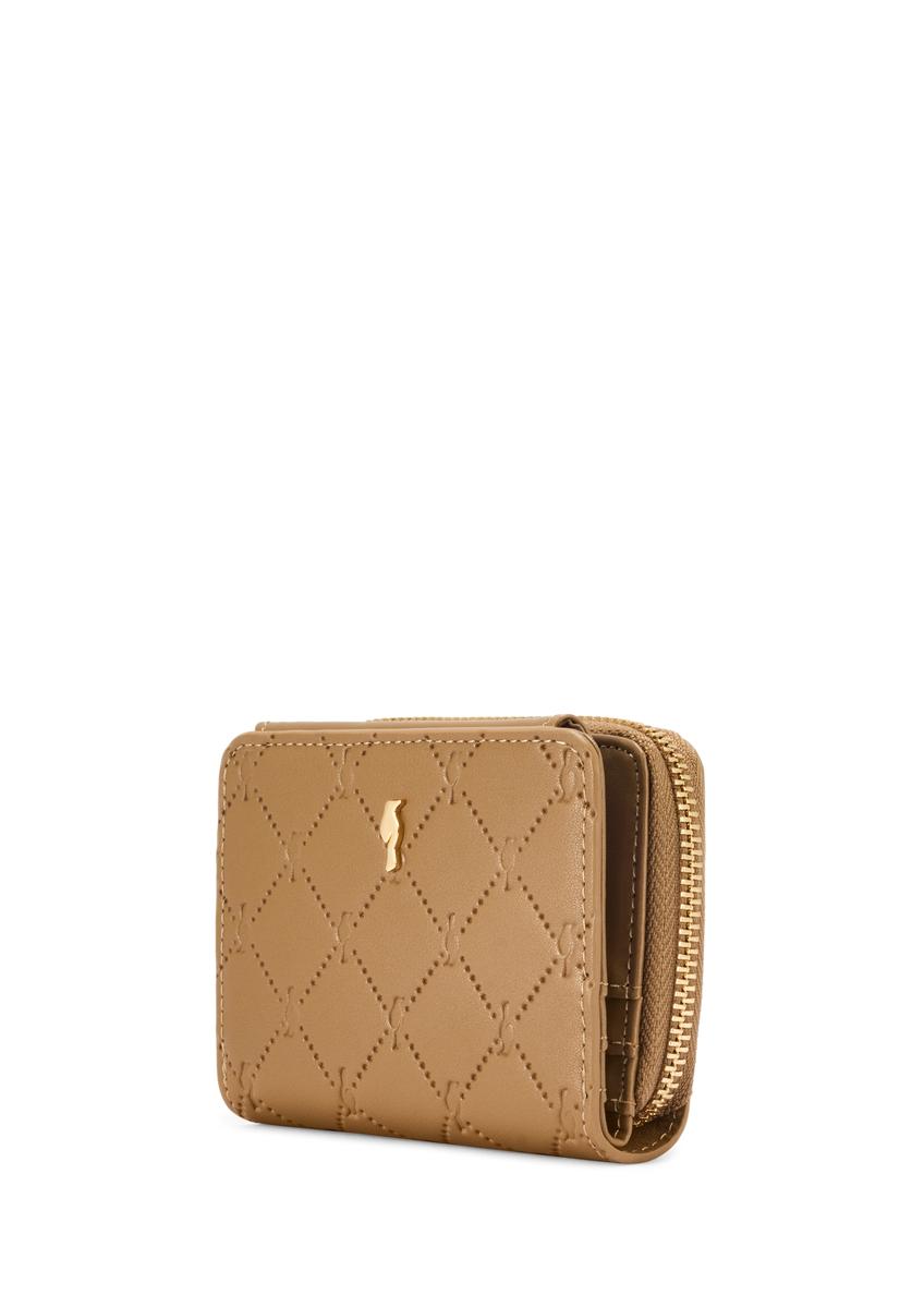 Small beige women's wallet with monogram POREC-0349A-81(Z25)