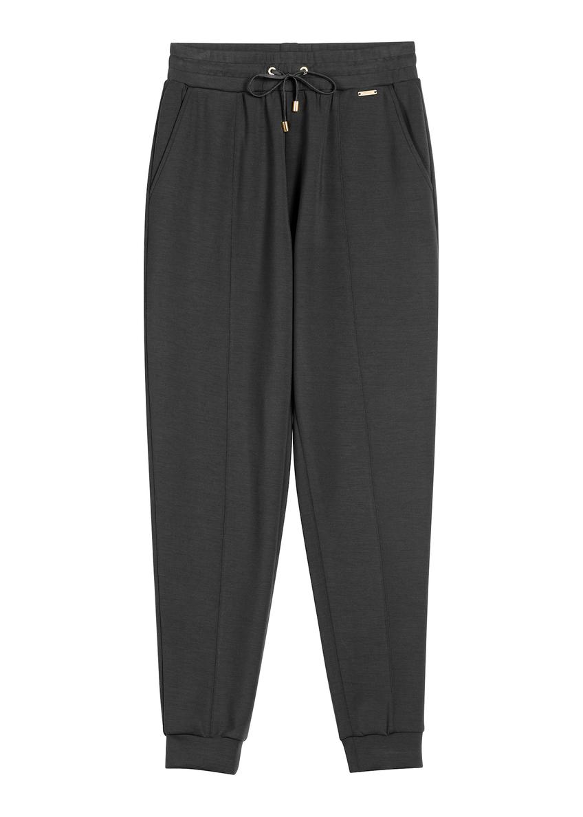 Women's trousers in black color SPODT-0108-99(W26), front view of the product on a light background.