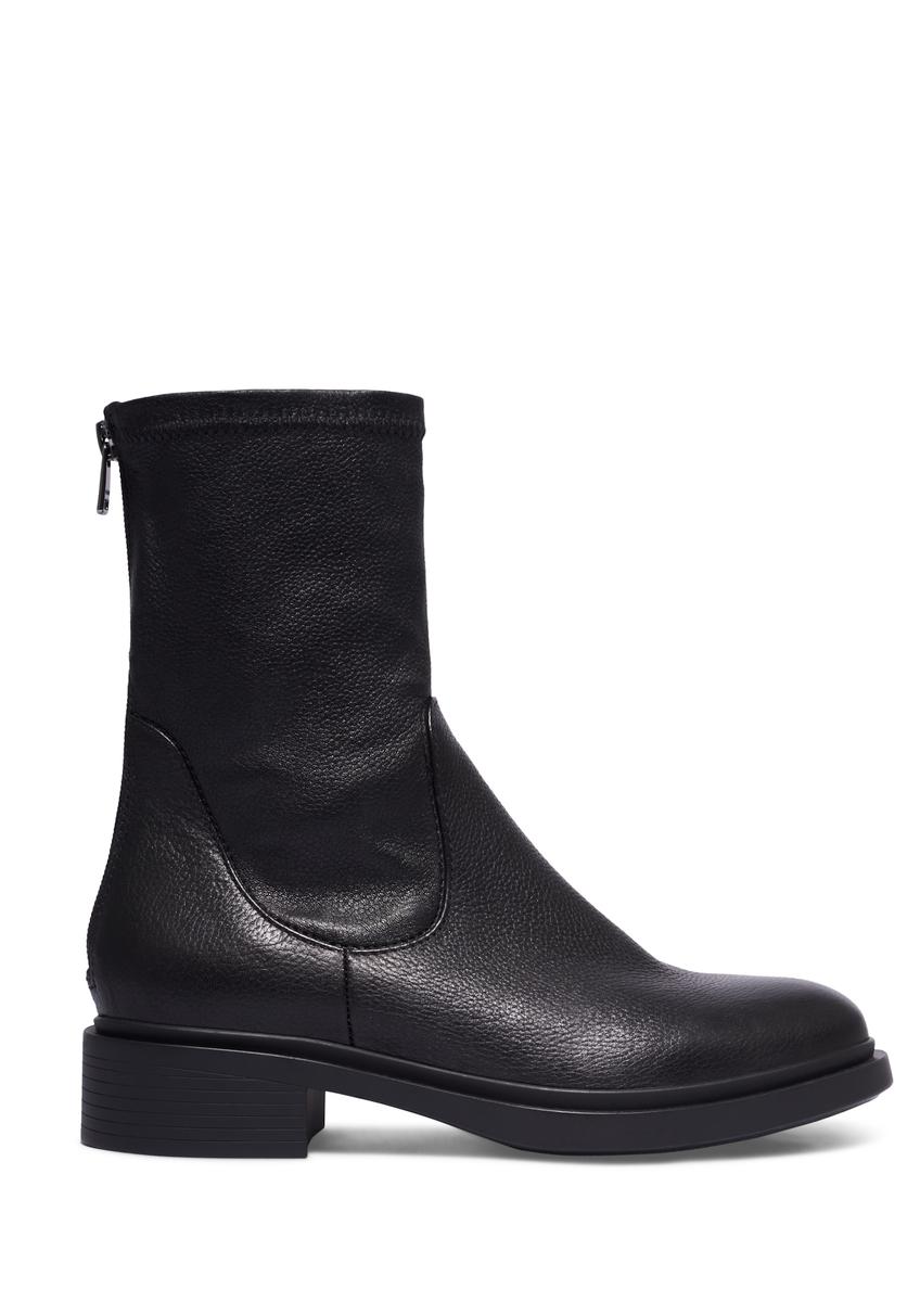 Black leather women's ankle boots BUTYD-1296-99(Z26), side view of the product on a white background.