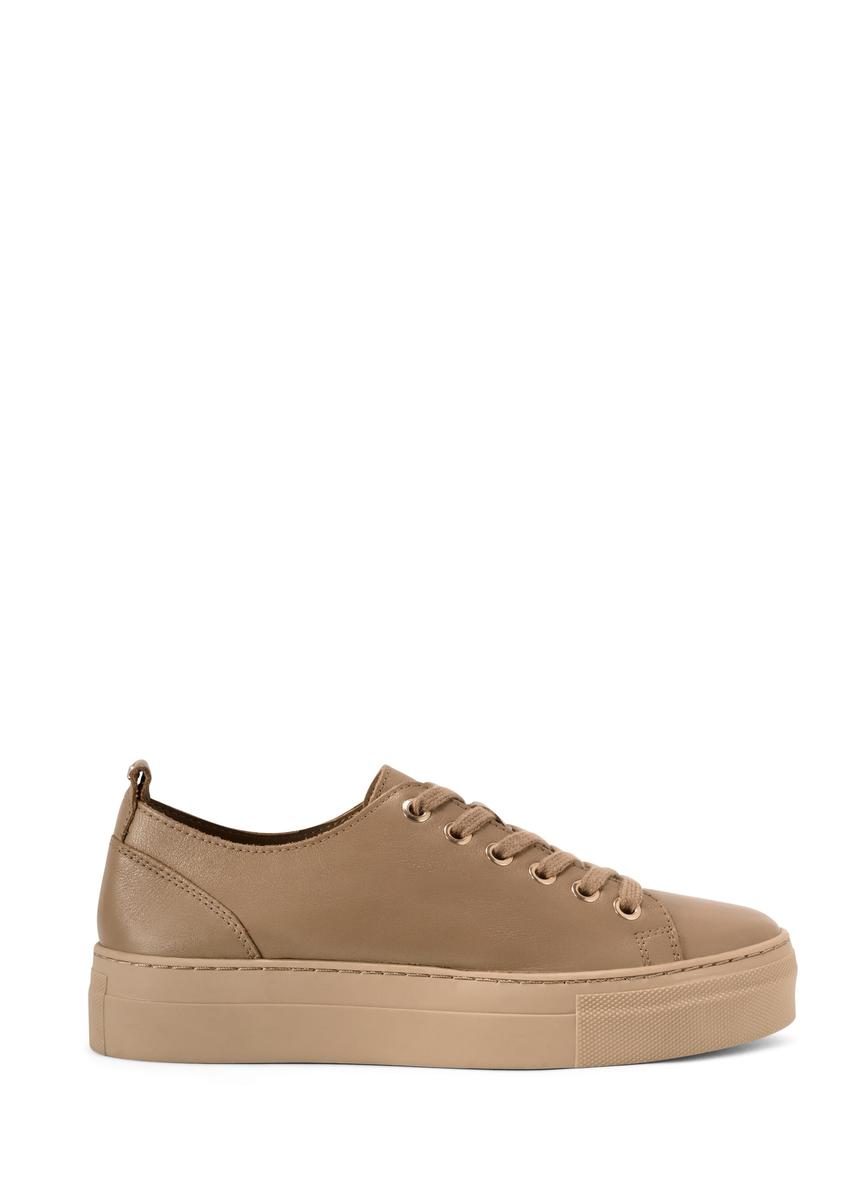 Beige leather women's sneakers BUTYD-1062-1B(W26)