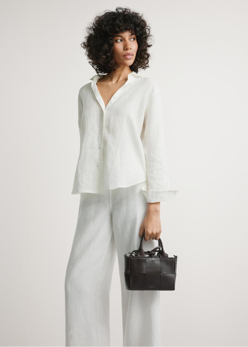 Dark brown small leather women's handbag TORES-1298-1H(W26)