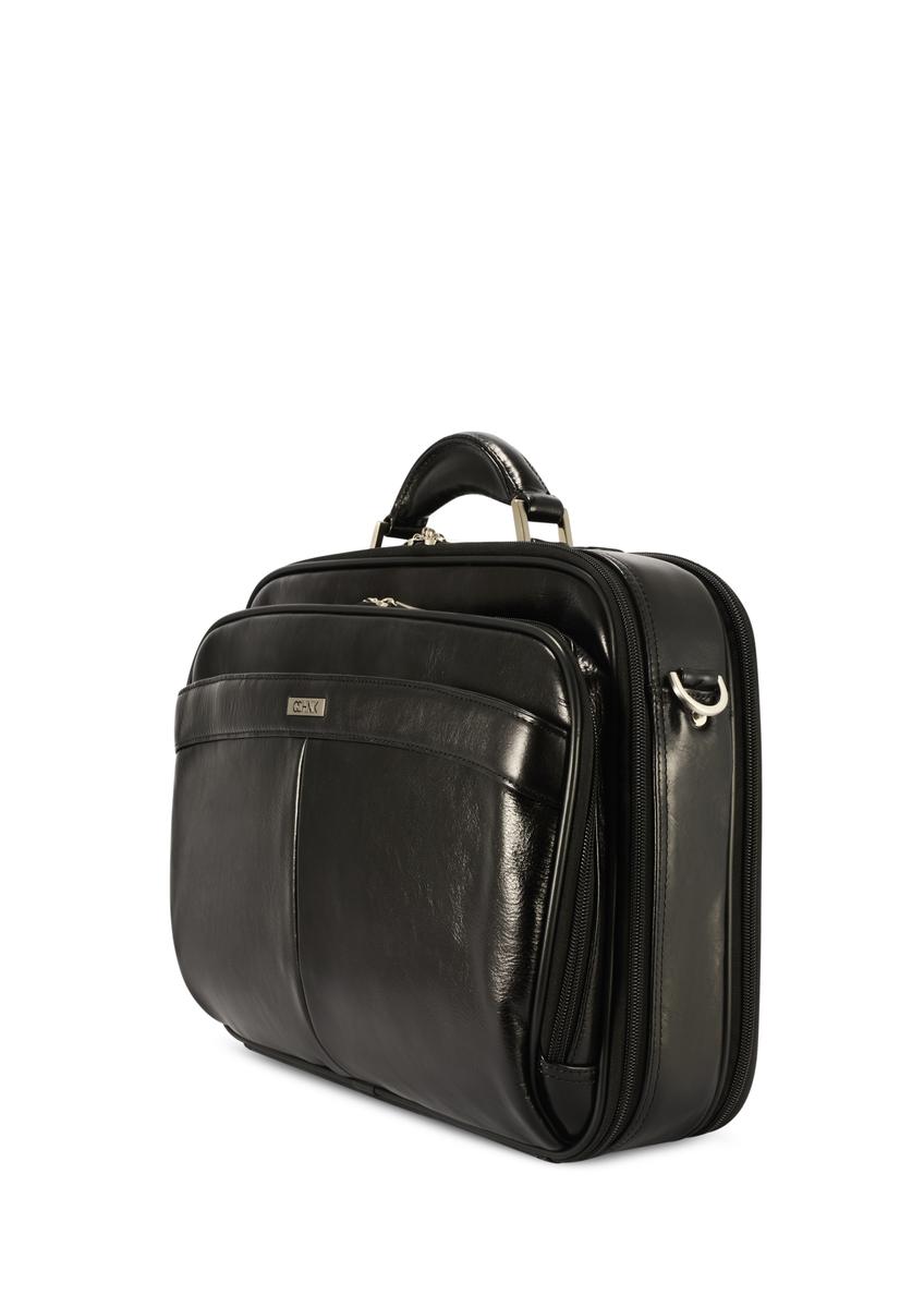 Black leather men's laptop bag TORMS-0482-99(Z25)