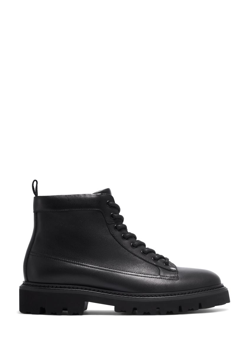 Black men's leather ankle boots BUTYM-0555-99(Z26), side view of the product on a white background.
