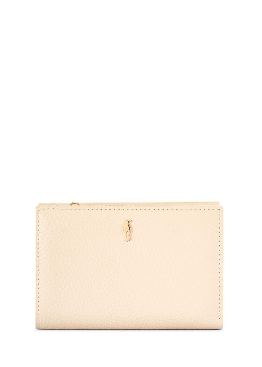 Cream leather women's wallet PORES-0980R-0B(W26), front product view on white background.