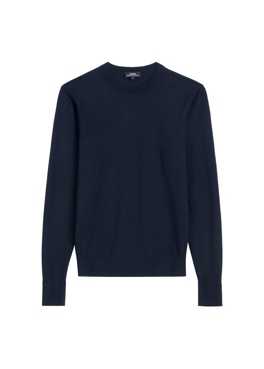 Dark navy blue wool men's sweater SWEMT-0200-7E(Z26)