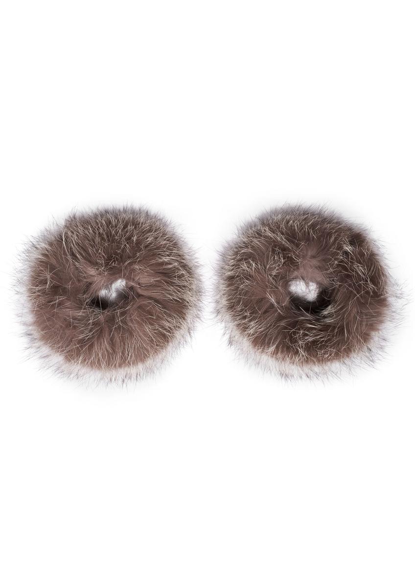 Natural fox fur cuffs MANDF-0005-1L(Z26) - product view from above, on a white background.