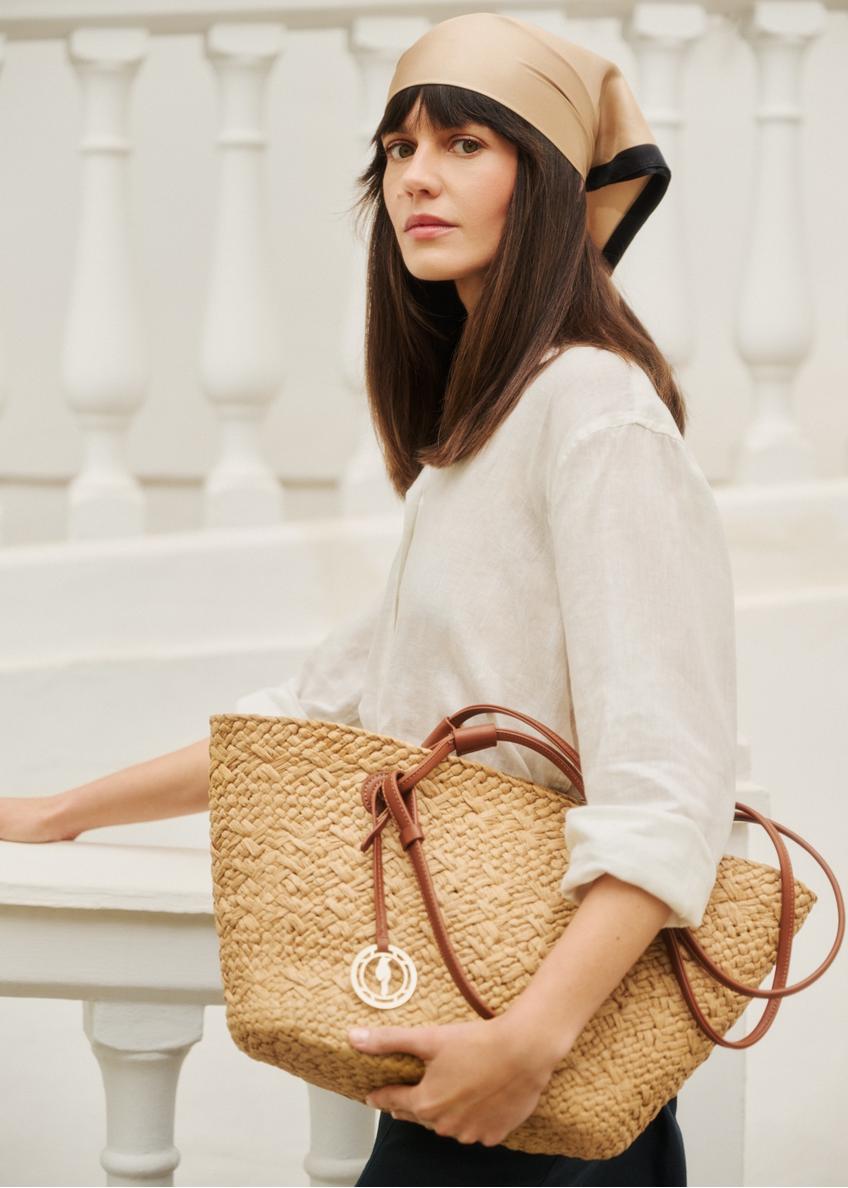 Large straw women's shopper bag TOREC-1217-1E(W26)