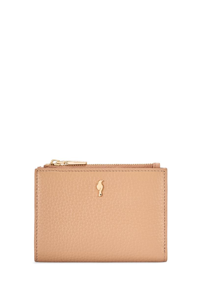 Women's leather wallet in dirty pink color PORES-0984-5D(W26), front product view on white background.