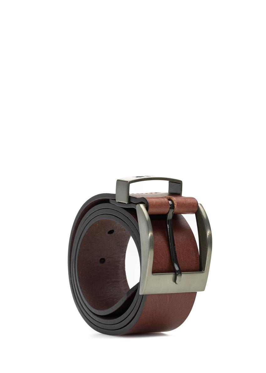 Men's brown leather belt PASMS-0274-89(Z25)