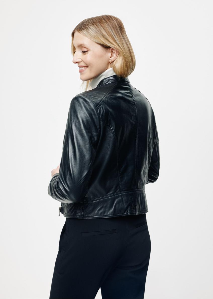 Women's leather jacket with stand-up collar KURDS-0305-4229(KS)