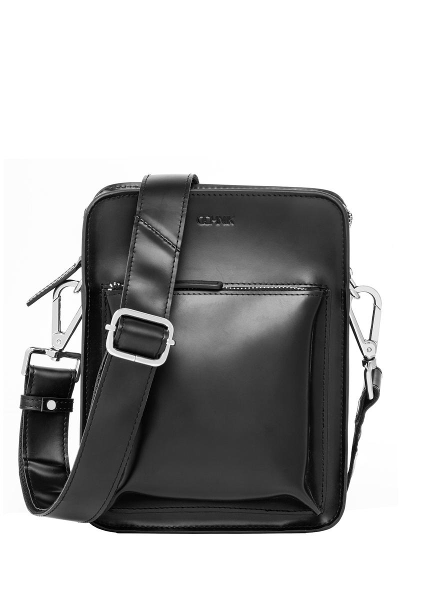 Black leather men's bag TORMS-0530-99(Z26), front product view on a light background.