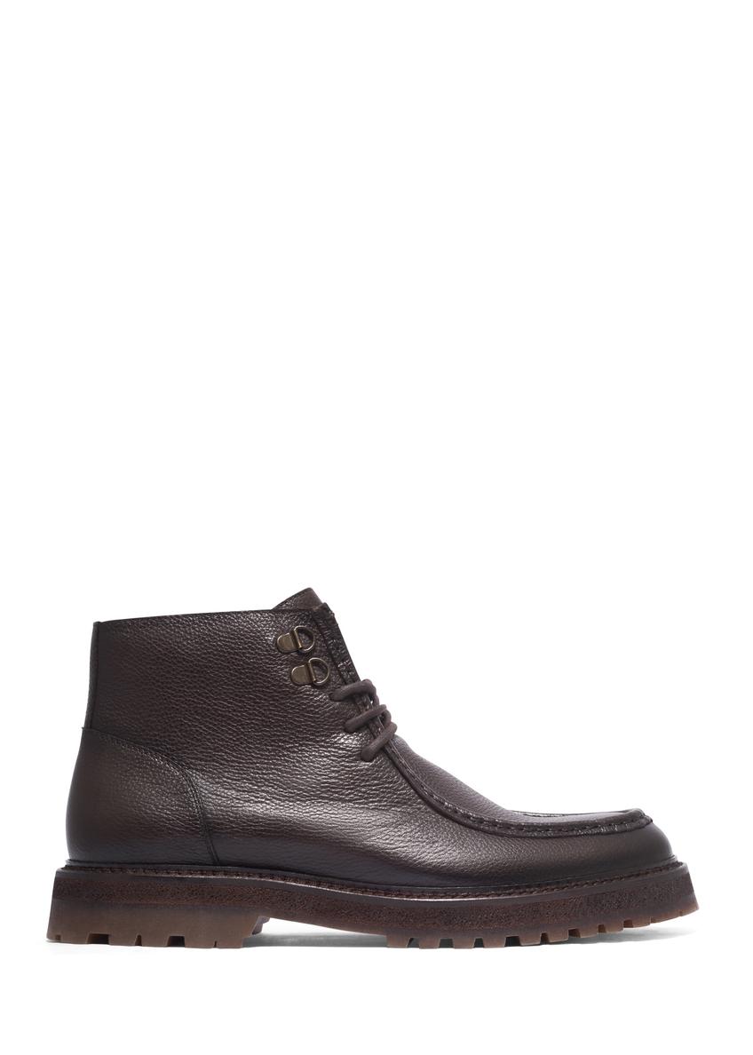 Men's dark brown leather ankle boots BUTYM-0572-1I(Z26), side view of the product on a white background.